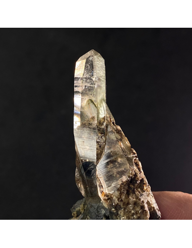 Gem Anatase on hyaline quartz, Alpe Moar , Switzerland